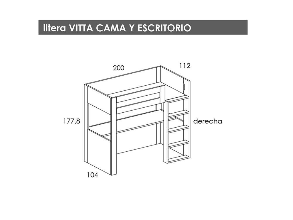 Cama alta con escritorio Vitta de Tegar Mobel - 9