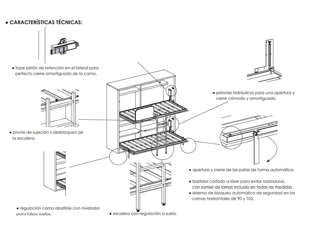 Litera abatible horizontal con altillo QB-27 Tegar Mobel - 4
