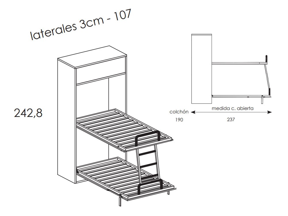 Litera abatible vertical con altillo Tegar Mobel - 5