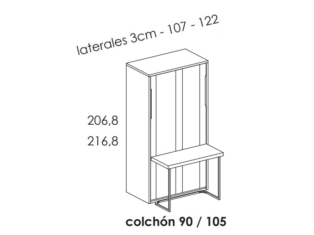 Cama abatible vertical con escritorio y altillo Tegar Mobel - 6