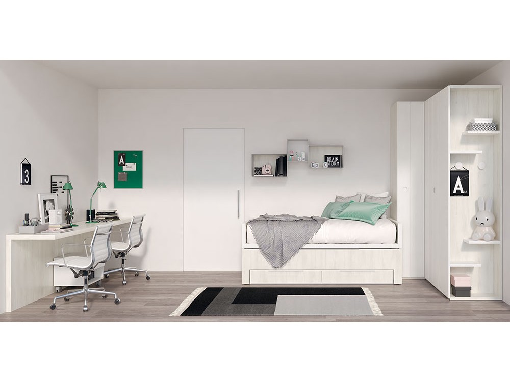 Cama compacta Premium con deslizante y dos cajones New Home Tegar Mobel - 5