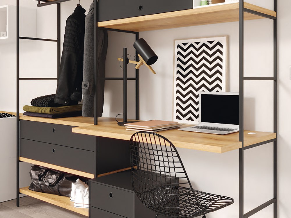 Estantería metálica con escritorio New Home Tegar Mobel - 2