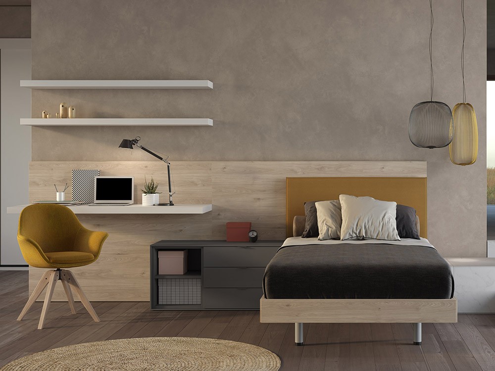 Cama con cabecero tapizado QBn-New Tegar Mobel - 2