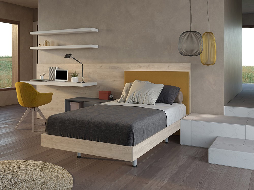 Cama con cabecero tapizado QBn-New Tegar Mobel - 3