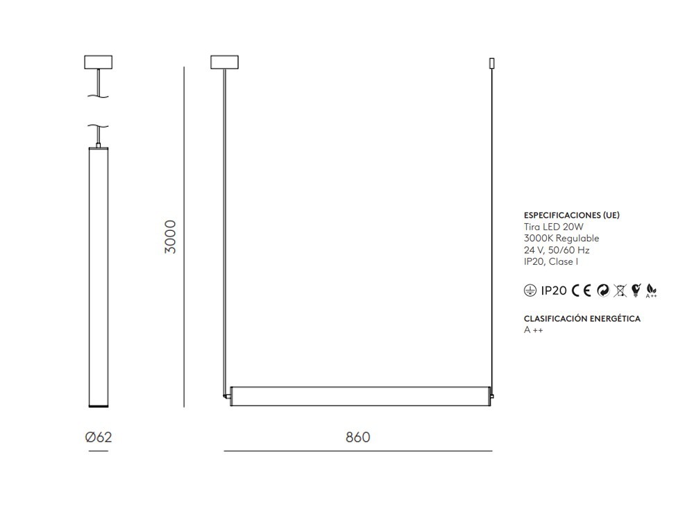 Lámpara de techo Tube Aromas del Campo - 4