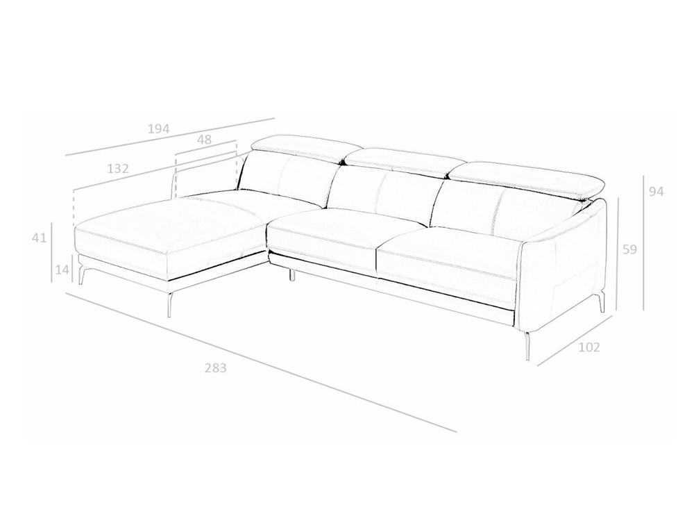 Sofá con Chaiselongue tapizado en piel Ángel Cerdá 6040/6041 Ángel Cerdá - 11