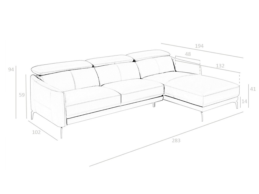 Sofá con Chaiselongue tapizado en piel Ángel Cerdá 6040/6041 Ángel Cerdá - 12