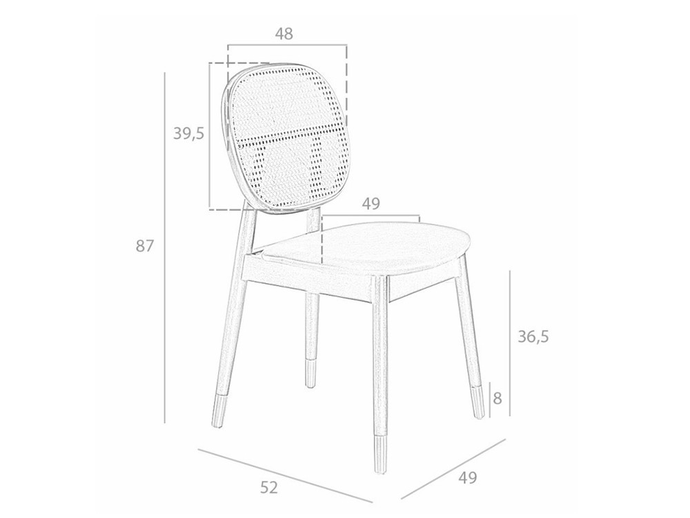 Silla tapizada con respaldo de rattán Ángel Cerdá 4093 Ángel Cerdá - 4