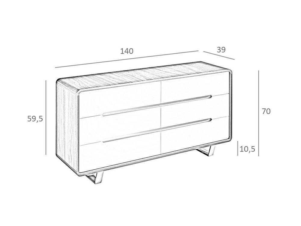 Cómoda de madera chapada nogal 7106 Ángel Cerdá Ángel Cerdá - 4