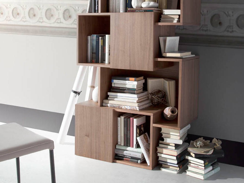 Estantería de diseño chapada en nogal Ángel Cerdá 3021 Ángel Cerdá - 2