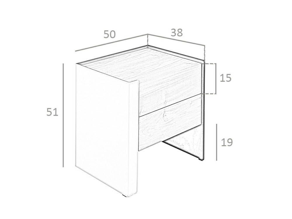 Mesita de noche en chapa nogal y piel reciclada 7118 Ángel Cerdá Ángel Cerdá - 6