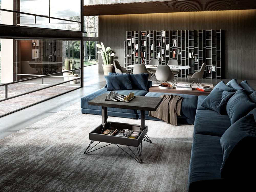 Mesa de centro elevable con pies de metal grafito Ray Easyline by Ozzio Italia - 5