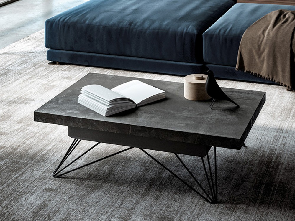 Mesa de centro elevable con pies de metal grafito Ray Easyline by Ozzio Italia - 2