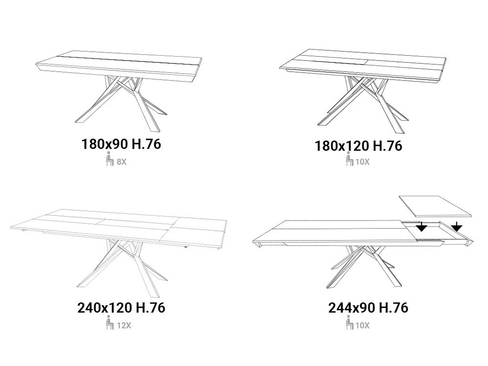 Mesa de comedor extensible Lungo Largo Easyline by Ozzio Italia - 10