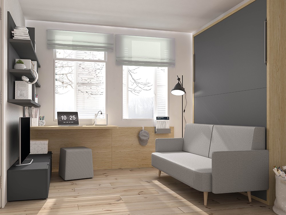 Cama abatible vertical con sofá nórdico Mood de Ros | MOBliving | Mobel  6000 | Seismil Studio