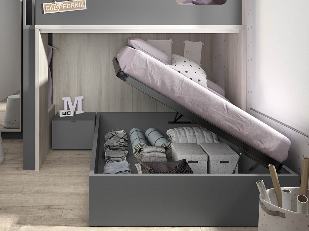 cama alta trak con escritorio Mood de Ros, MOBliving, Mobel 6000