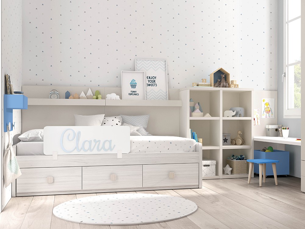 Dormitorio infantil con cama nido con cajones Mood Ros, MOBliving, Mobel  6000