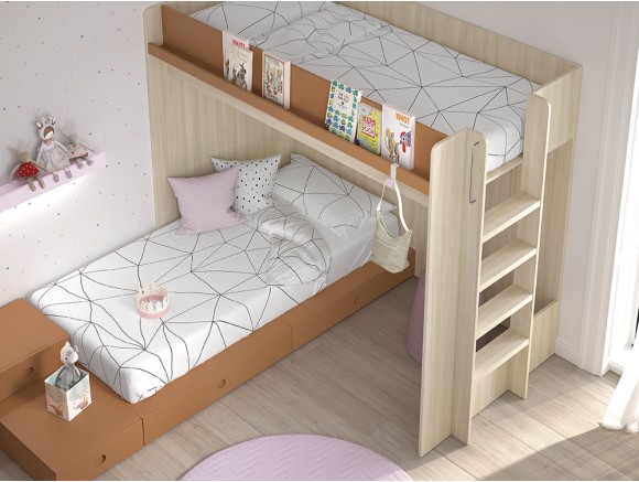 cama alta Lur con escritorio Mood de Ros, MOBliving, Mobel 6000