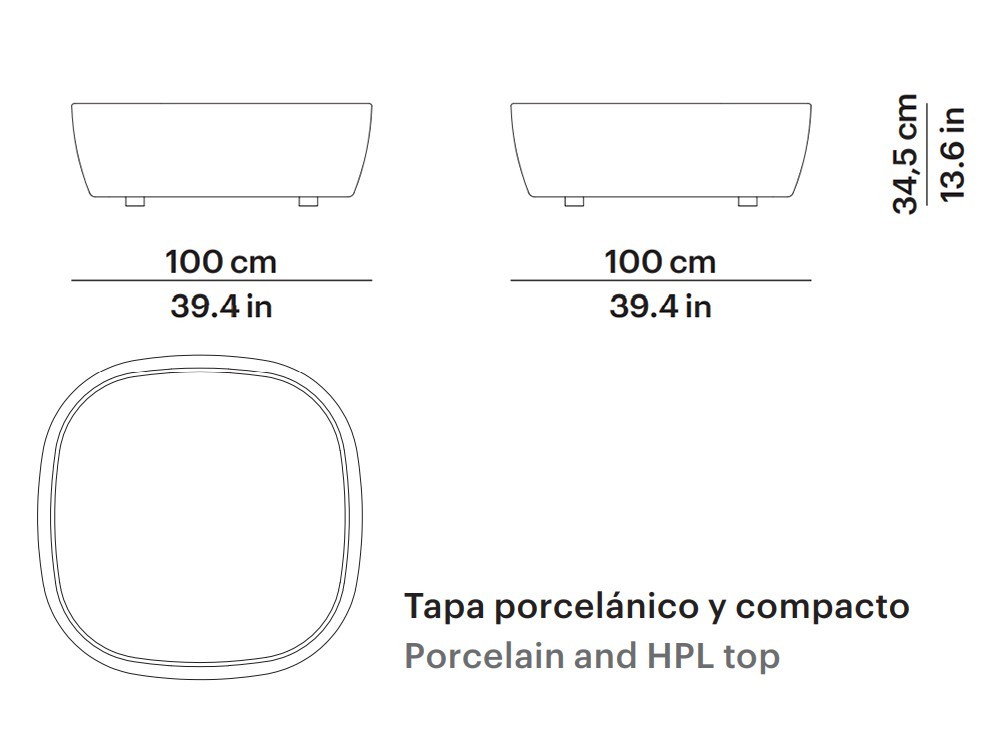 Mesa de centro cuadrada Heritage Contour Point - 18