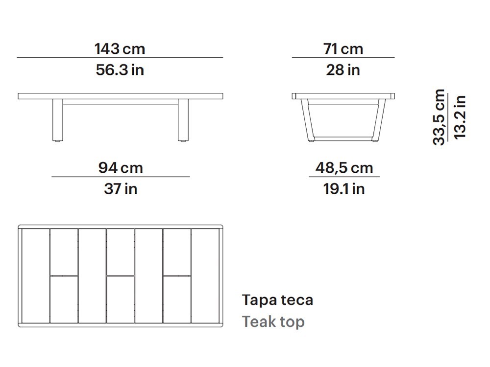 Mesa de centro rectangular de teca Heritage Point - 4