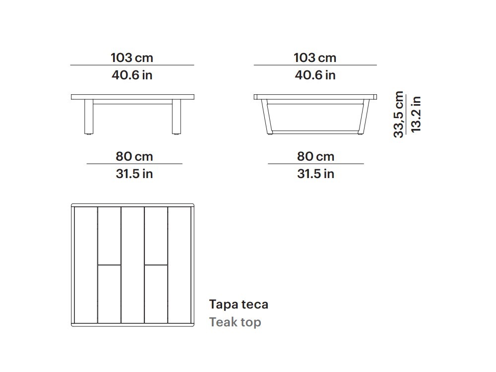 Mesa de centro cuadrada de teca Heritage Point - 5