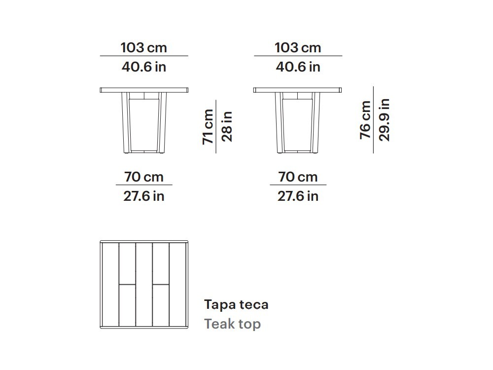 Mesa de comedor cuadrada de teca Heritage Point - 4
