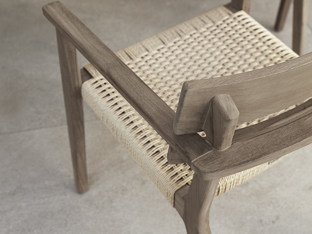 Silla con brazos de madera de teca Paralel Point Point - 7