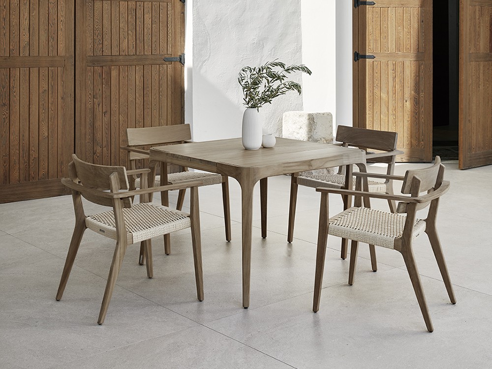 Silla con brazos de madera de teca Paralel Point Point - 9