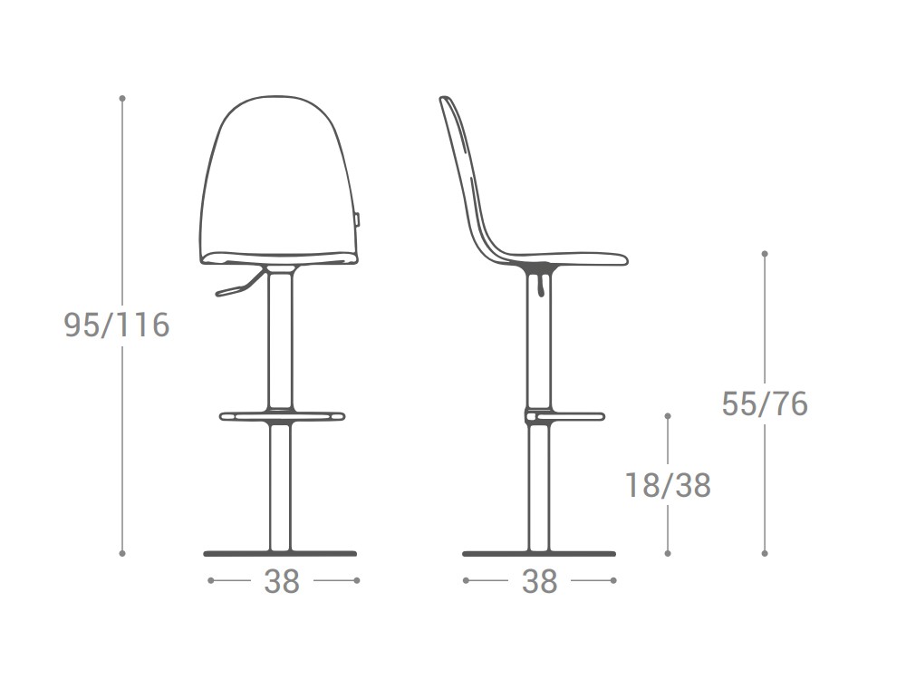 Taburete elevable Play con asiento de madera lacada de Cancio - 5