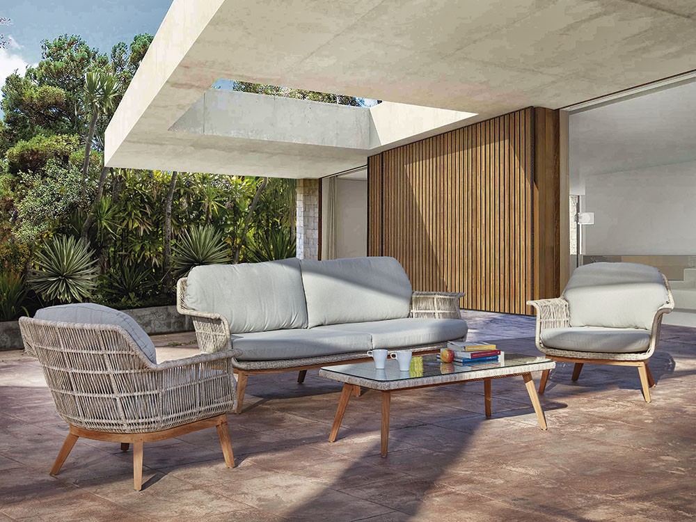 Sillón de fibra sintética y teca Loreta Joenfa Agua de Mar - 5