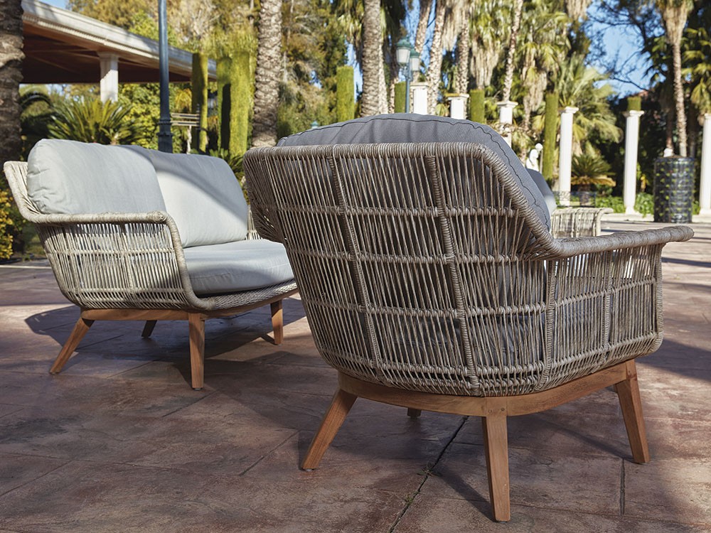 Sillón de fibra sintética y teca Loreta Joenfa Agua de Mar - 3
