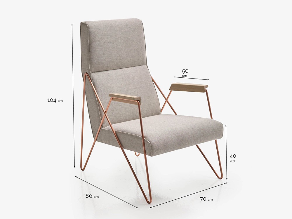 Medidas del sillón Tamo de Beltá Frajumar con respaldo alto