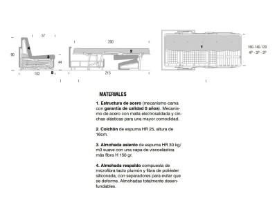 Estructura del sofá cama Spat de Beltá Frajumar