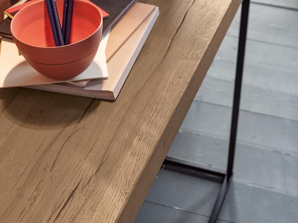 Consola de madera de roble con estructura de hierro Wood Devina Nais - 2