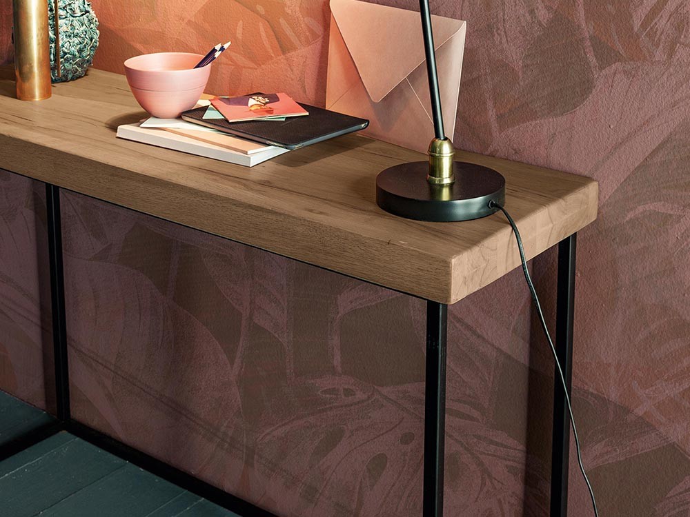 Consola de madera de roble con estructura de hierro Wood Devina Nais - 3