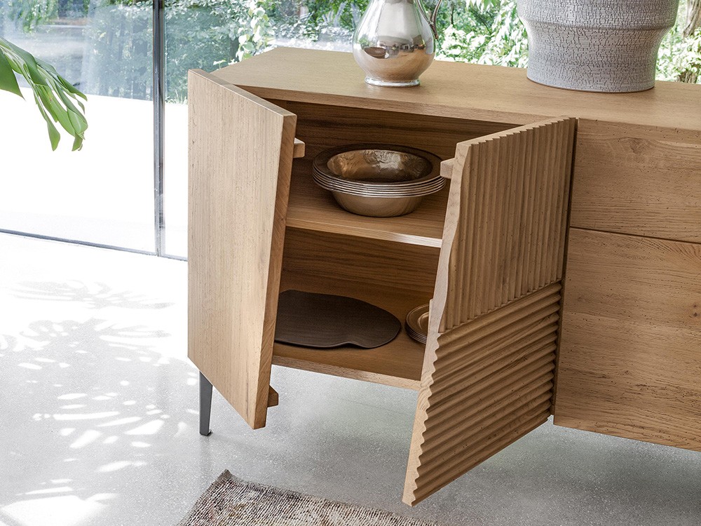 Aparador de madera maciza de roble con texturas Zero.16 Devina Nais - 5