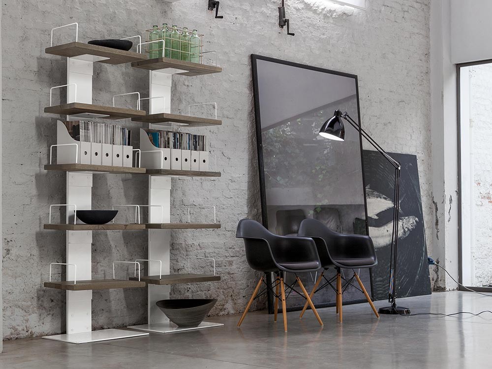 Librería de acero y madera maciza de roble Infinity Devina Nais - 1