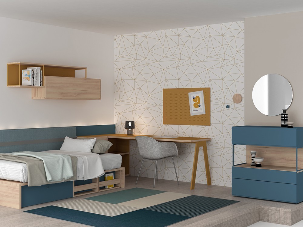 Proyecto de habitación juvenil oceano y ambar  - 1