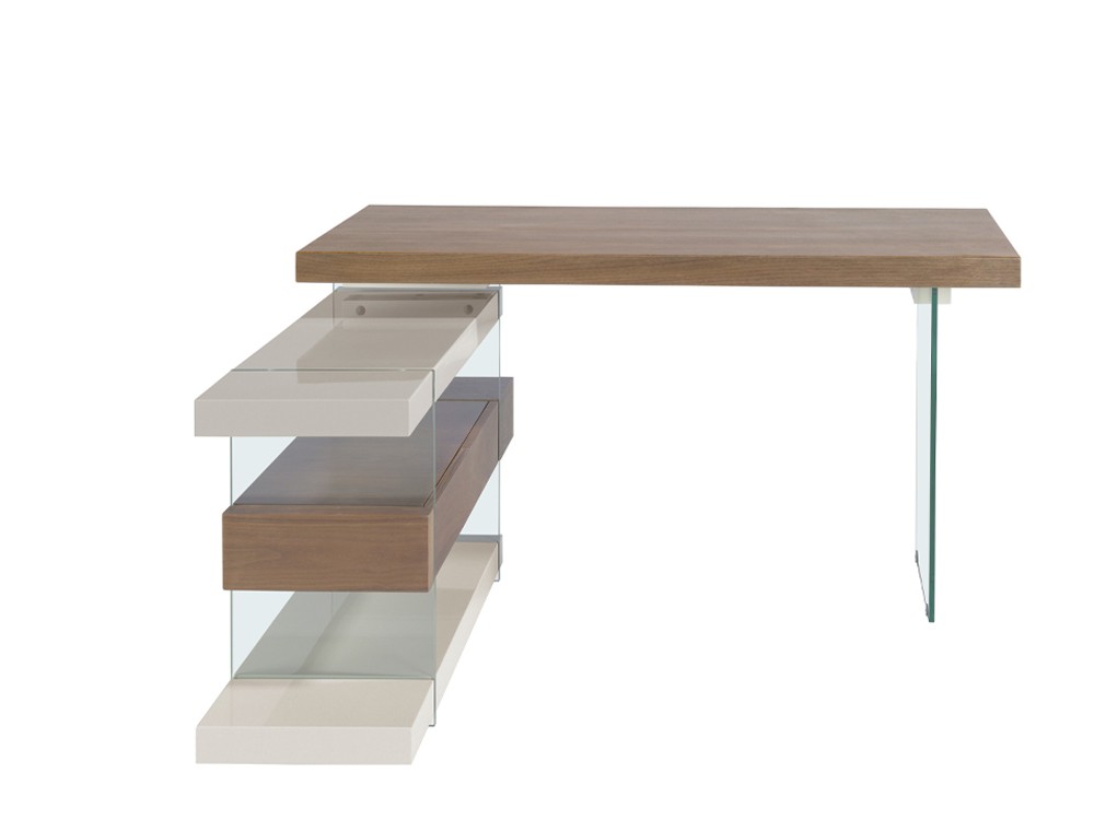 Escritorio en nogal con laterales de cristal Ángel Cerdá 3003 Ángel Cerdá - 3