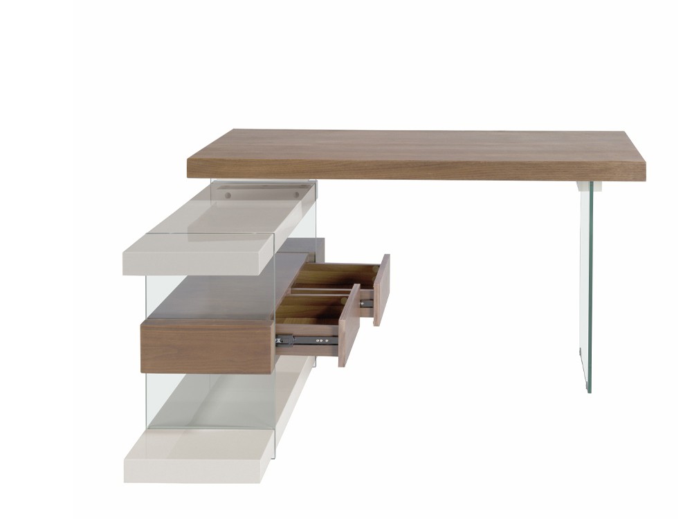 Escritorio en nogal con laterales de cristal Ángel Cerdá 3003 Ángel Cerdá - 4