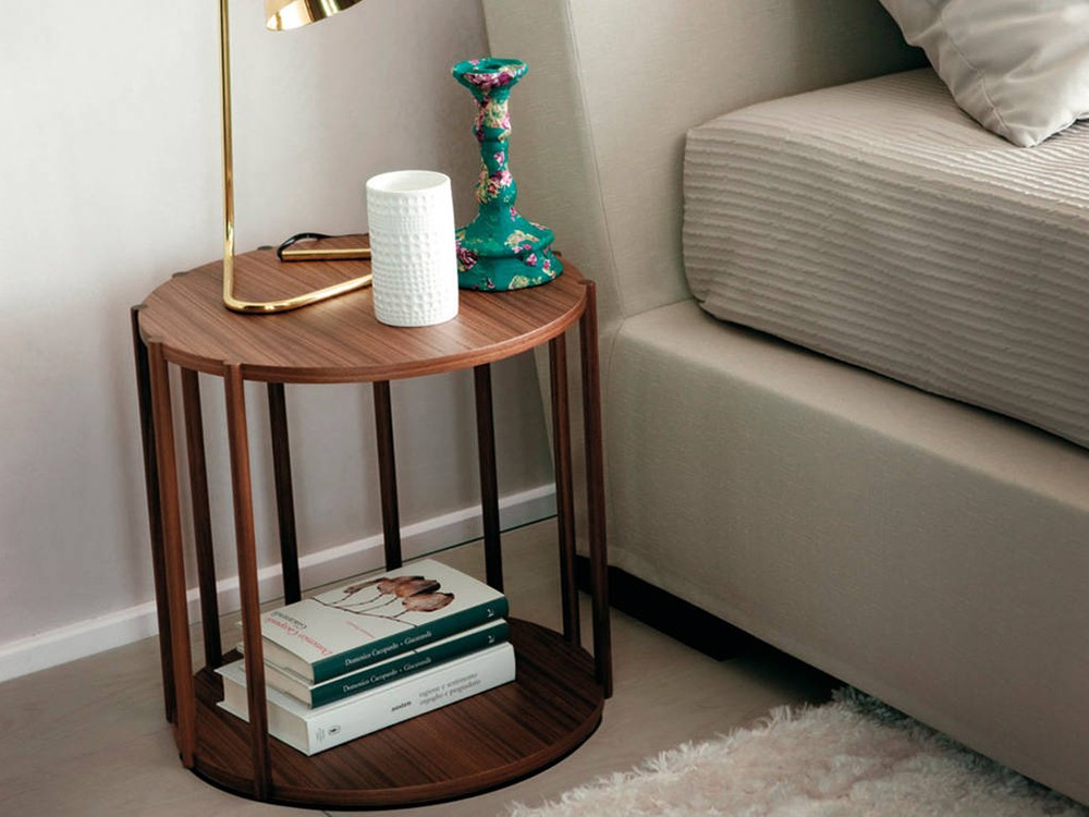 Mesa auxiliar redonda chapa nogal Ángel Cerdá 2039 Ángel Cerdá - 2