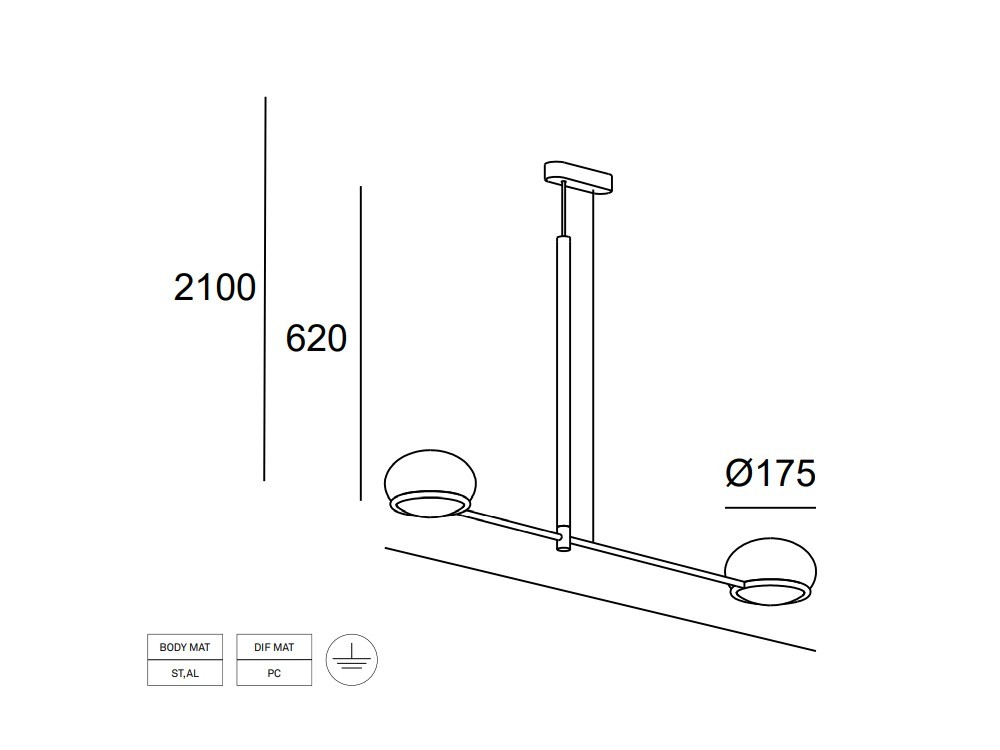 Lámpara de techo Coco doble Leds C4 - 3