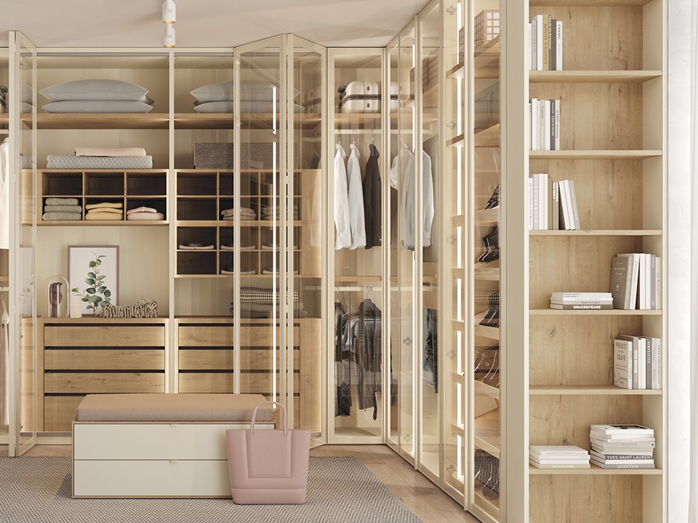 Vestidor a medida con puertas de cristal y tocador Next jotajotape - 4