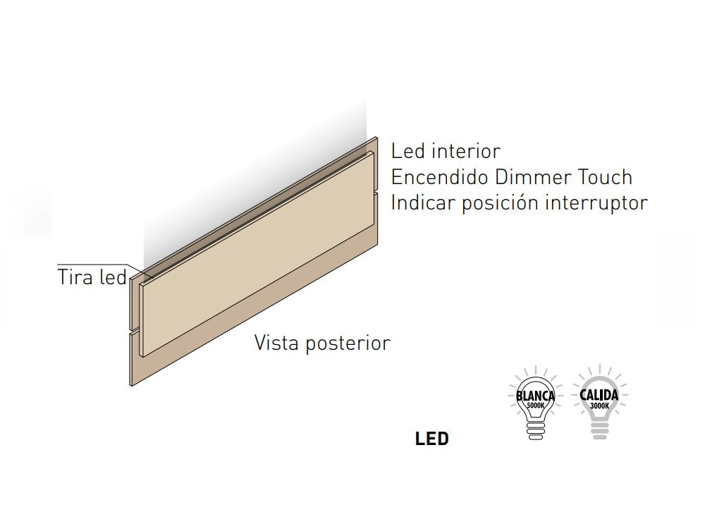 Dormitorio con cabecero tapizado Due con led Next jotajotape - 6