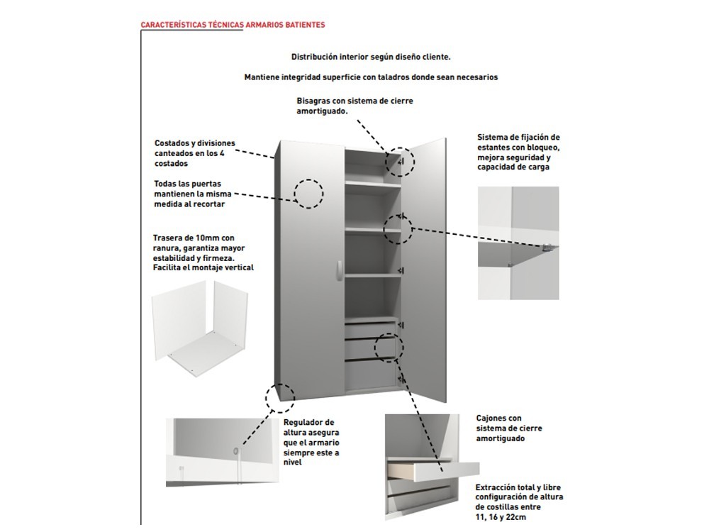 Armario a medida de puertas batientes con tres plafones Next jotajotape - 3