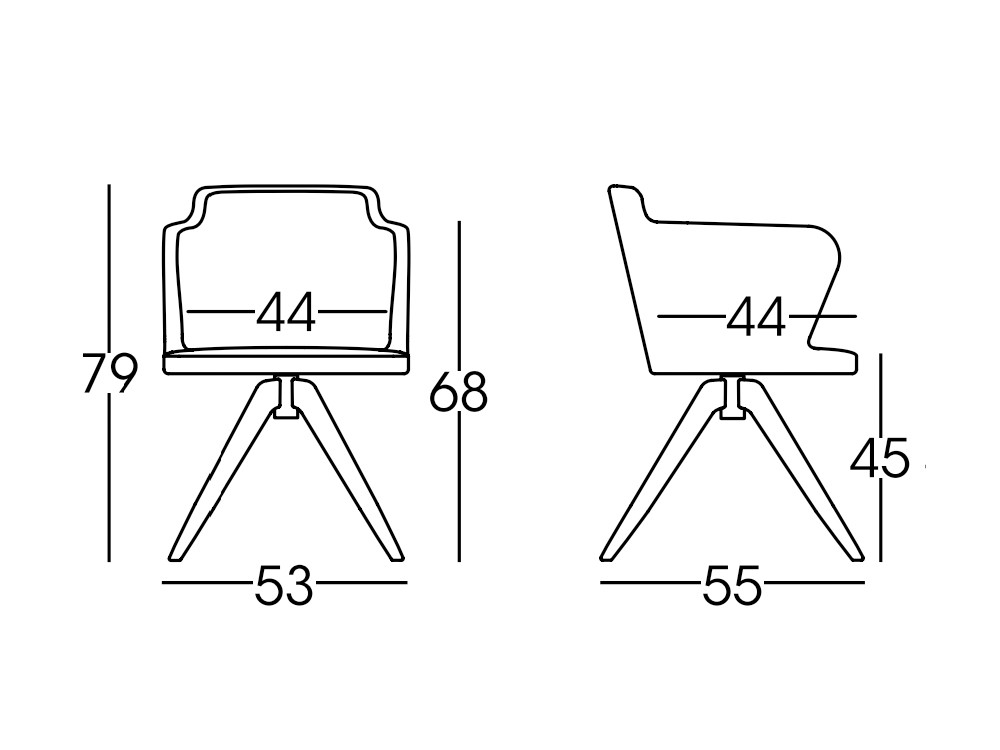 Sillón tapizado giratorio con patas de fresno Evia GM Doos - 3