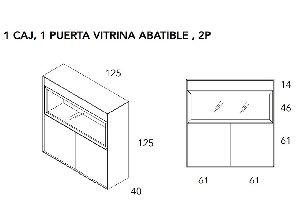 Vitrina cubo con puerta abatible y luz Ideas 719 A.Brito - 11