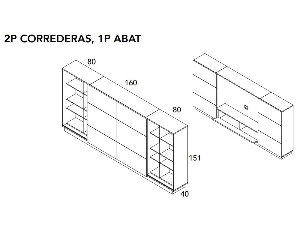 Librería para salón con puertas correderas Ideas 730 A.Brito - 7