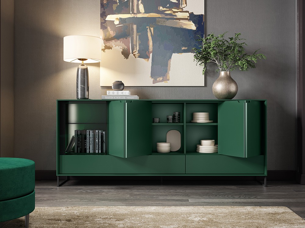 Aparador bajo con puertas plegables y vitrina Ideas 733 A.Brito - 2