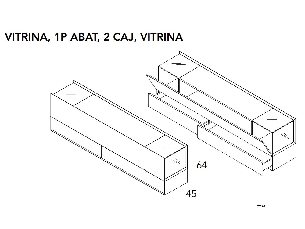 Aparador bajo con laterales vitrina Ideas 734 A.Brito - 4